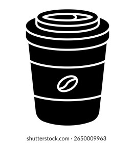 Ícone de xícara de café. take away, copo, ir xícara, beber, descartável, tampa, bebida. Ilustração de ícone de vetor