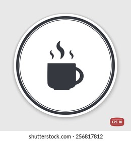 Coffee cup icon. Tea cup. Flat design style. Made vector illustration. Emblem or label with shadow.