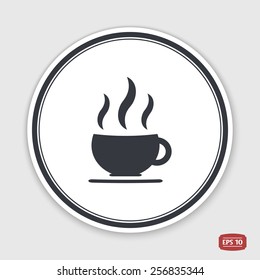 Coffee cup icon. Tea cup. Flat design style. Made vector illustration. Emblem or label with shadow. Emblem or label with shadow.