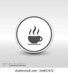 Coffee cup icon. Tea cup. Flat design style. Made vector illustration. Emblem or label with shadow.
