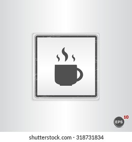 Coffee cup icon. Tea cup. Flat design style. Made vector illustration. Emblem or label with shadow.