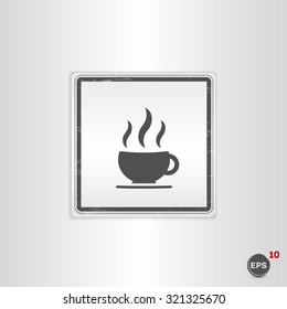 Coffee cup icon. Tea cup. Flat design style. Made vector illustration. Emblem or label with shadow.