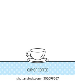 Coffee cup icon. Tea or hot drink sign. Circles seamless pattern. Background with icon. Vector