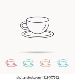 Coffee cup icon. Tea or hot drink sign. Linear icons on white background. Vector