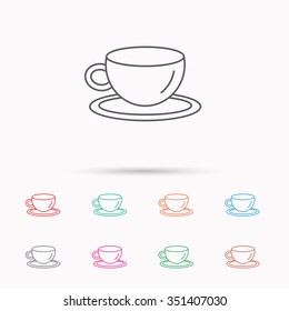 Coffee cup icon. Tea or hot drink sign. Linear icons on white background.