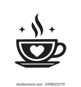 Coffee cup icon, tea cup logo, vector illustration silhouette image template.eps 10.