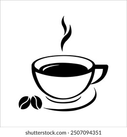 Coffee cup icon, tea cup logo, symbol vector illustration silhouette image template.