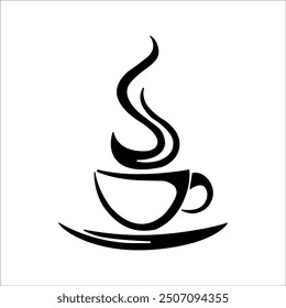 Coffee cup icon, tea cup logo, symbol vector illustration silhouette image template.