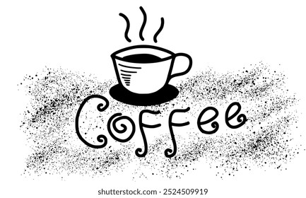 Ícone de xícara de café, logotipo de xícara de chá, símbolo de modelo de imagem de silhueta de ilustração grunge.