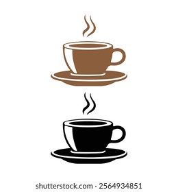 Coffee cup icon, tea cup logo, symbols vector illustration silhouette image template