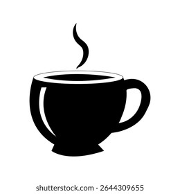 Coffee cup icon, tea cup logo, symbols vector illustration silhouette image template. Steaming hot coffee or tea cup image.