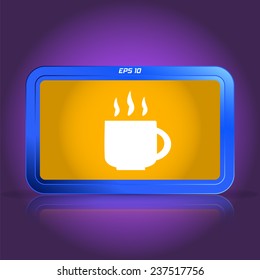 Coffee cup icon. Tea cup. Specular reflection. Made vector illustration