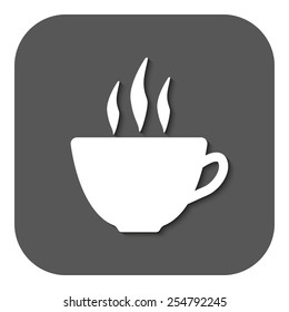 The coffee and cup icon. Tea symbol. Flat Vector illustration. Button