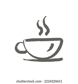 coffee cup icon textured brush on white background