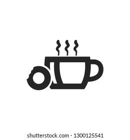 Coffee cup icon in thick outline style. Black and white monochrome vector illustration.