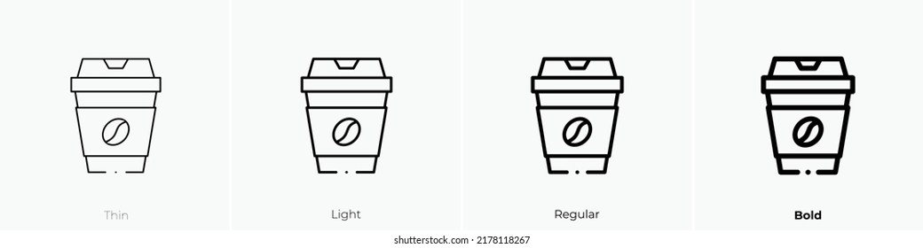 coffee cup icon. Thin, Light Regular And Bold style design isolated on white background