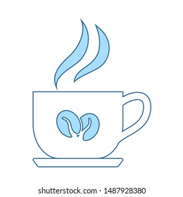 Coffee Cup Icon. Thin Line With Blue Fill Design. Vector Illustration.