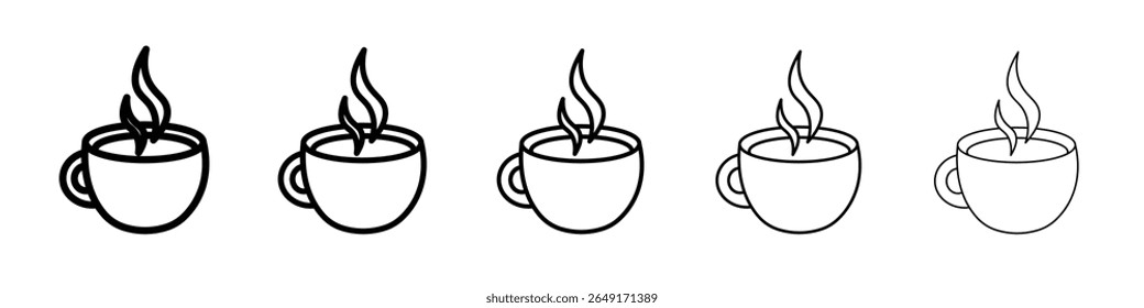Icono de taza de café delgada marca de logotipo de contorno conjunto