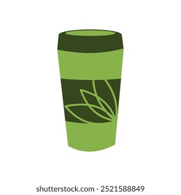 Coffee cup icon. Coffee time drink breakfast and beverage theme. Isolated design. Green tea matcha in cup. Simple cup design