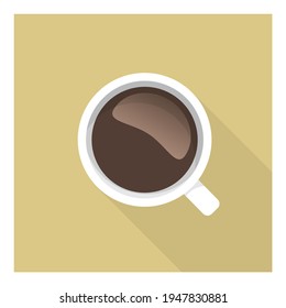 Coffee cup icon top view. Simple geometric graphic white americano coffee cup isolated on khaki background. Flat vector eps 10 illustration icon. Coffee break lover concept. Coffeemania.  svg