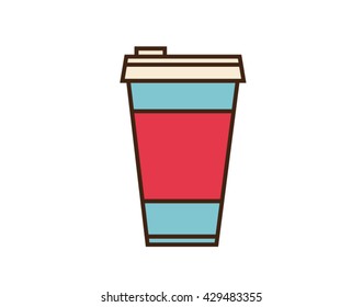 Coffee cup icon. Vector button isolated on white background