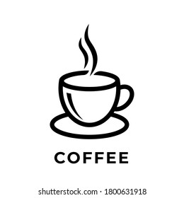 Coffee cup icon vector design illustration. Cup of Coffee icon vector isolated on white background. Simple Coffee Cup design for Logo, web icon, sign and symbol vector illustration template.