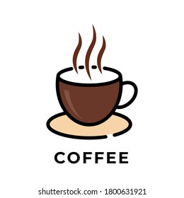 Coffee cup icon vector design illustration. Cup of Coffee icon vector isolated on white background. Simple Coffee Cup design for Logo, web icon, sign and symbol vector illustration template.