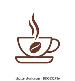 Coffee cup icon vector design illustration. Cup of Coffee icon vector isolated on white background. Simple Coffee Cup design for Logo, web icon, sign and symbol vector illustration template.