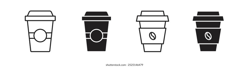 Coffee cup icon vector filled and outlined icons collection