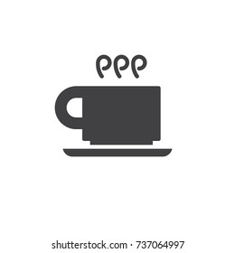 Coffee cup icon vector, filled flat sign, solid pictogram isolated on white. Symbol, logo illustration.