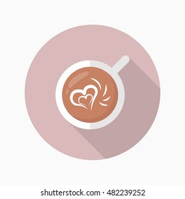 Coffee cup icon , Vector flat long shadow design.