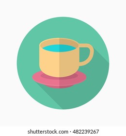 Coffee cup icon , Vector flat long shadow design.