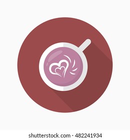 Coffee cup icon , Vector flat long shadow design.