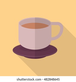 Coffee cup icon , Vector flat long shadow design.