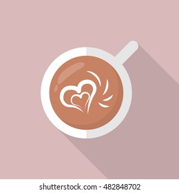 Coffee cup icon , Vector flat long shadow design.