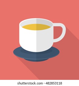 Coffee cup icon , Vector flat long shadow design.