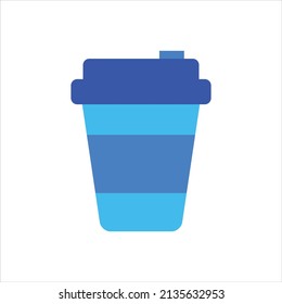 Coffee cup icon vector graphic illustration in blue