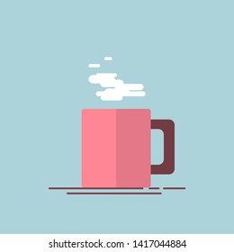 coffee cup icon, Vector illustration. flat design with shadow