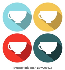 Coffee cup icon. Vector illustration flat design with long shadow.