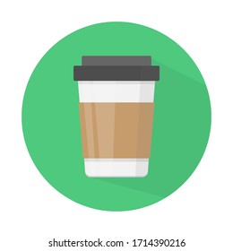 Icono del café Icono de la ilustración Vector diseño plano con sombra larga.