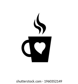 Kaffeetasse Symbol, Vektorgrafik einzeln auf Weiß. Umarmen mit heißen Getränken im flachen Stil