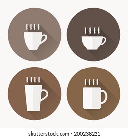 Coffee cup icon with , Vector illustration flat design with long shadow