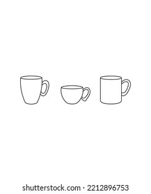 Coffee cup icon Vector illustration isolated on white background. Perfect for coloring book, textiles, icon, web, painting, books, t-shirt print. 