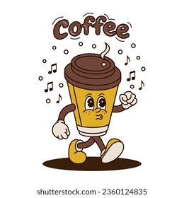 Coffee cup icon vector illustration. Cartoon cup on isolated background. Vintage and retro character sign concept.