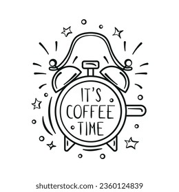 Coffee cup icon vector illustration. Poster on isolated background. It is coffee time sign concept.