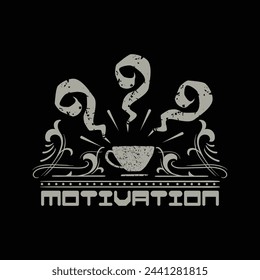 Icono de taza de café. Ilustración vectorial, con texto de eslogan. Perfecto para imprimir en camisetas, póster, pared, gol, gafas, banderas. Motivación