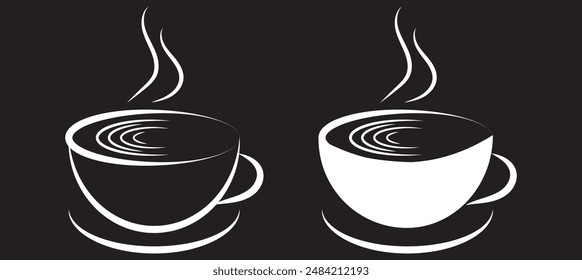 Coffee cup icon. Vector illustration. on black and white background