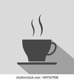 Coffee cup icon, vector illustration, on gray background