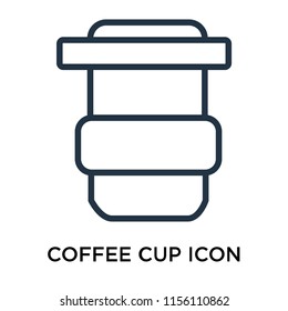 Coffee cup icon vector isolated on white background, Coffee cup transparent sign , thin symbol or stroke element design in outline style