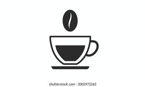 Coffee Cup Icon. Vector isolated illustration of a coffee cup and a coffee bean